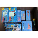 A large box containing a quantity of various boxed and loose Thunderbirds related toys and
