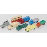 Dinky group of 8 models as follows, Dinky Austin lorry in yellow, Fordson in green, 2x Dodge