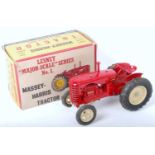 A Lesney Products No. 745D Major Scale Series No.1 745D Massey Harris tractor, comprising of red and