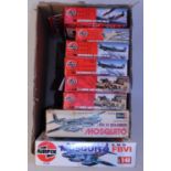 Eight various boxed mixed series Airfix and Revell mixed scale plastic military related kits to