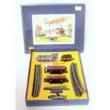 An early Fleischmann H0 ref 1000/2G goods train set in blue picture box 0-4-0 black engine and