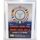 An original 1960s Brands Hatch RAC European Grand Prix race poster, as sponsored by The Daily