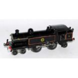A Hornby No. 2 clockwork 1923 tank engine which has been converted to a 4-4-2 black as ED No. 2