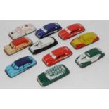 One tray containing ten various tinplate Japanese and Chinese mixed saloons to include taxi,