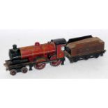 Bassett Lowke 1931 clockwork Duke of York loco and tender, LMS red, very noticeable rust in many