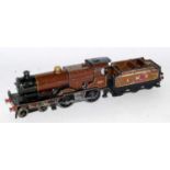 Hornby clockwork LMS compound engine and tender in careworn state and requires total restoration (