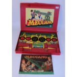Meccano 1950s outfit No. 4, restrung, parts (VG) complete with manual