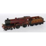 Hornby No. 2 special clockwork loco and tender LMS 4-4-0 compound No. 1185, Serif letters and