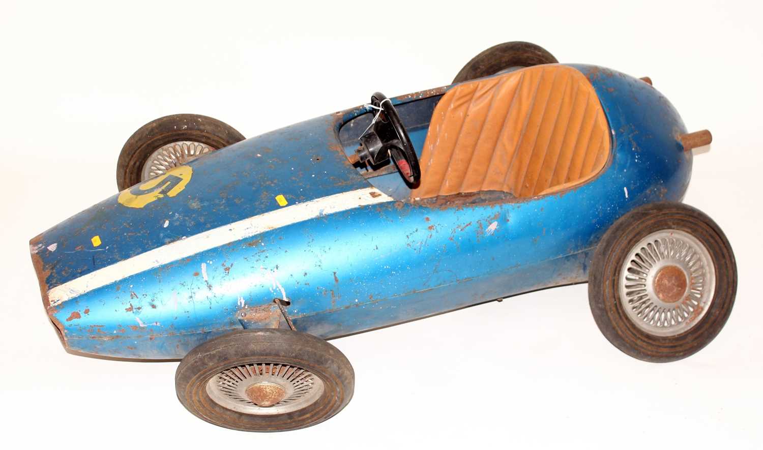 A mid 20th century child's pedal car in the form of a Maserati style 250F race car, finished in