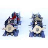 Four E20B Meccano electric motors, blue, (2xVG, 2xA)