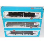Airfix post war LMS black 'Royal Scots Fusilier' engine and tender (M-BM), and 2x LMS black class 4F