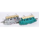 Two further Hornby SNCF 20v electric locomotives in silver and green, marks to sides and paint chips