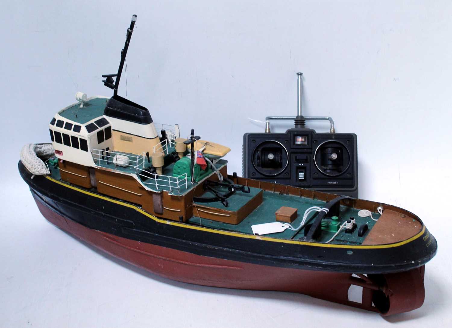 A wooden kit built, possibly Calder Craft, model of a Liverpool Crosby tug, finished in red and - Image 2 of 2