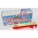 A Made in Taiwan IS Toys model of a radio controlled electric motor cruiser, finished in white,