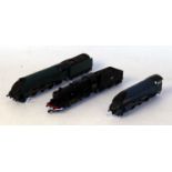 Three Hornby Dublo 3-rail locos: LT25 2-8-0 freight loco and tender, total repaint gloss black BR