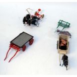 One tray containing a quantity of various modern release white metal horse drawn farming equipment