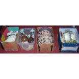 Four boxes of miscellaneous items, to include a Royal Doulton stoneware harvest teapot and mug,