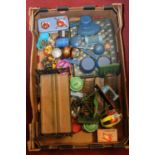 A box of miscellaneous mainly tin plate dolls house furniture and accessories to include the