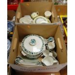 Two boxes of miscellaneous china, to include Midwinter part dinner service in the Spanish Garden
