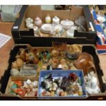 Two boxes of miscellaneous items, to include a 19th century Davenport teacup and saucer in the Imari