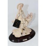 A pair of Naples figures, each of a lady in standing pose on wooden plinth with plaque B.Merli;