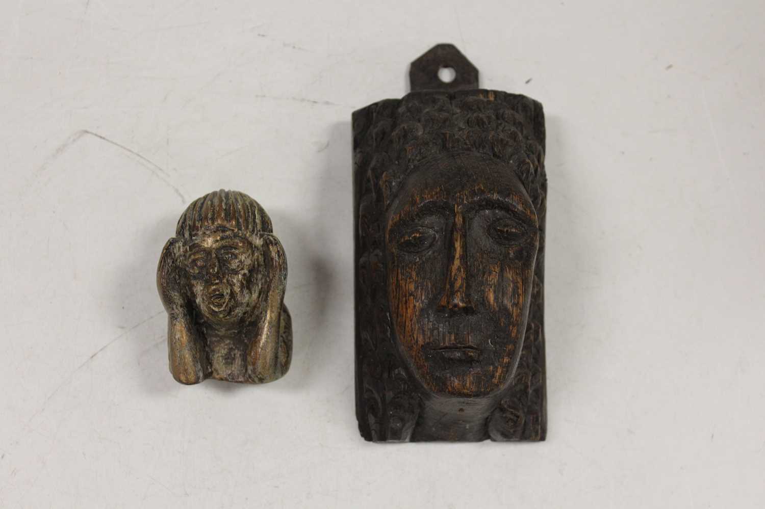 A collection of various items, to include a 19th century carved oak boar's mask, carved oak - Image 5 of 16