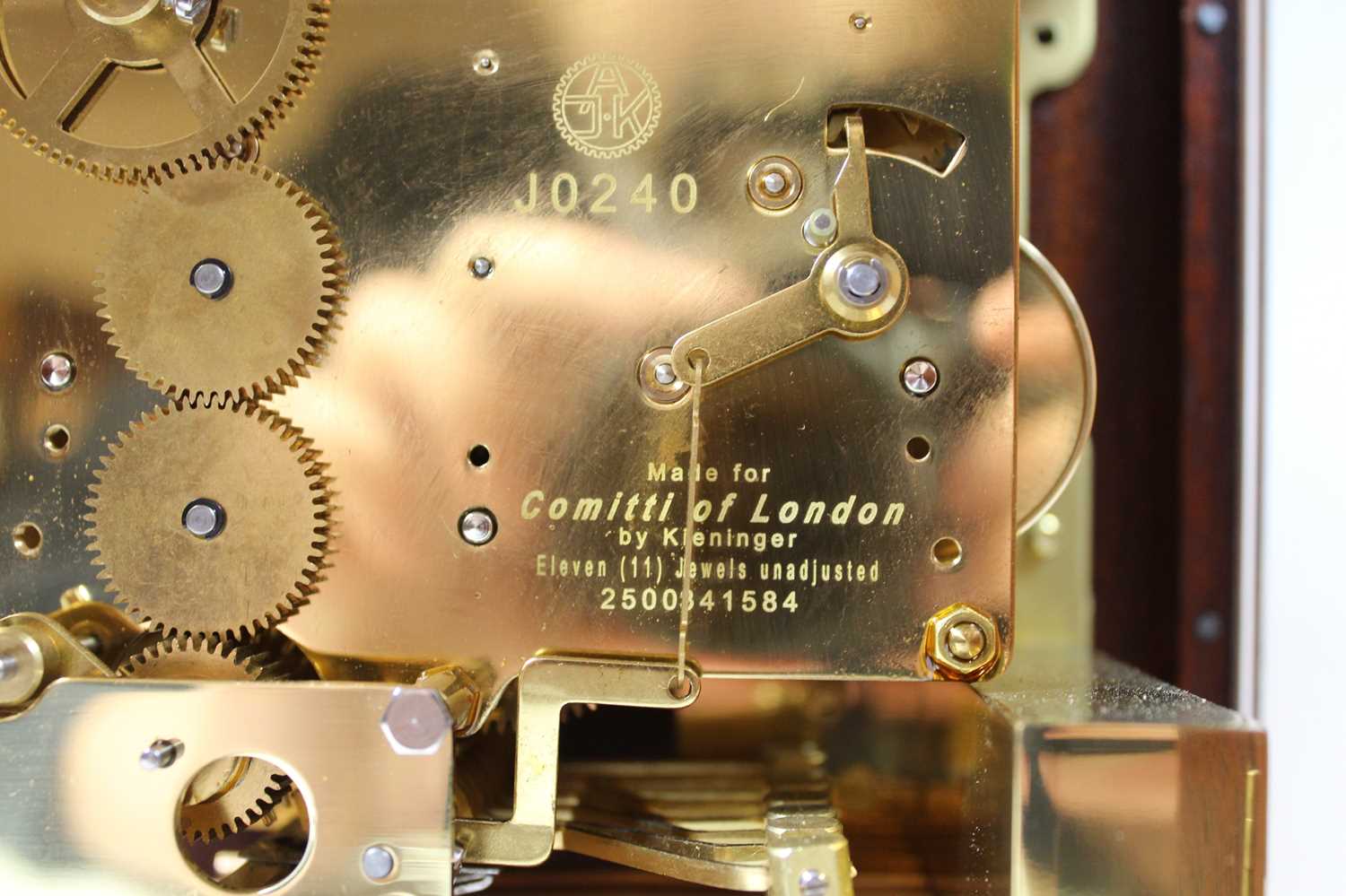 An 18th century style walnut bracket clock, the silvered chapter ring showing Roman numerals, the - Image 6 of 8