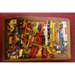 A box of loose and playworn diecast toy vehicles, to include London Transport buses etc