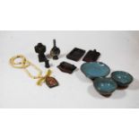 A small collection of miscellaneous items, to include a Tibetan white metal and turquoise inset