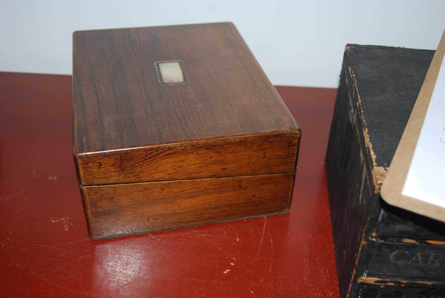 A Victorian walnut and brass mounted box, the hinged lid inset with an oval porcelain plaque - Image 15 of 19