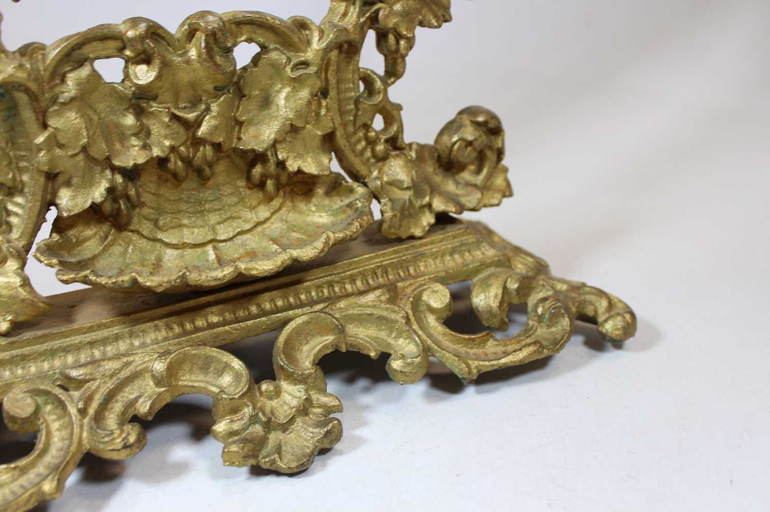 A 19th century gilt metal swing framed toiletry mirror, with scrolled and foliate decoration, h. - Image 3 of 8