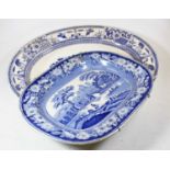 A collection of various ceramics, to include a blue and white transfer decorated dish in the