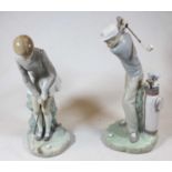 A pair of Lladro Spanish porcelain figures of golfersCondition report: Condition appears good, no