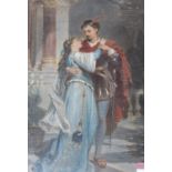 Continental school, late 19th century, full-length portrait of a lady and gent embracing within a