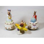 Two Royal Doulton Classics Bunnikins music box figures, comprising Happy Birthday To You and