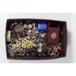 A box of miscellaneous costume jewellery, to include various beaded necklaces, loose beads, paste