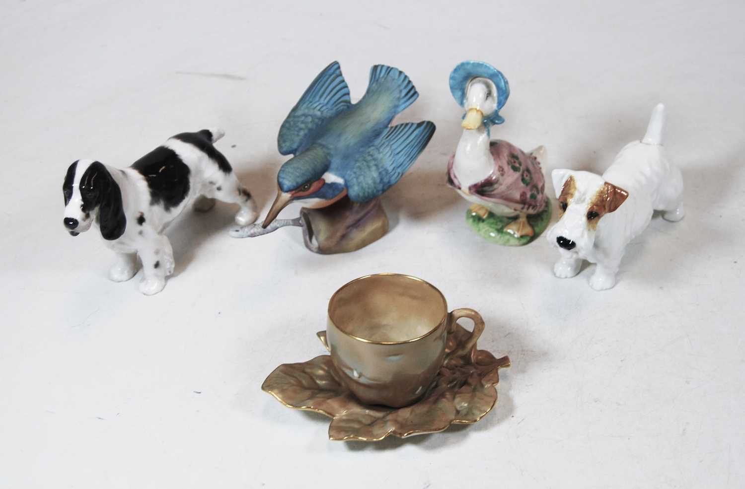 A Royal Worcester model of a kingfisher, No.3235; together with a Beswick Beatrix Potter figure of