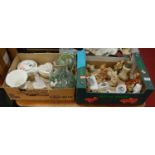 Two boxes of miscellaneous items, to include various Pendelfin figures, Aynsley Cottage Garden