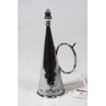 A modern silver candle snuffer, of typical conical form, having acorn finial, 3.2oz