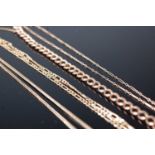 A 9ct gold hollowlink bracelet, 4.7g; together with three modern 9ct gold necklaces, gross weight