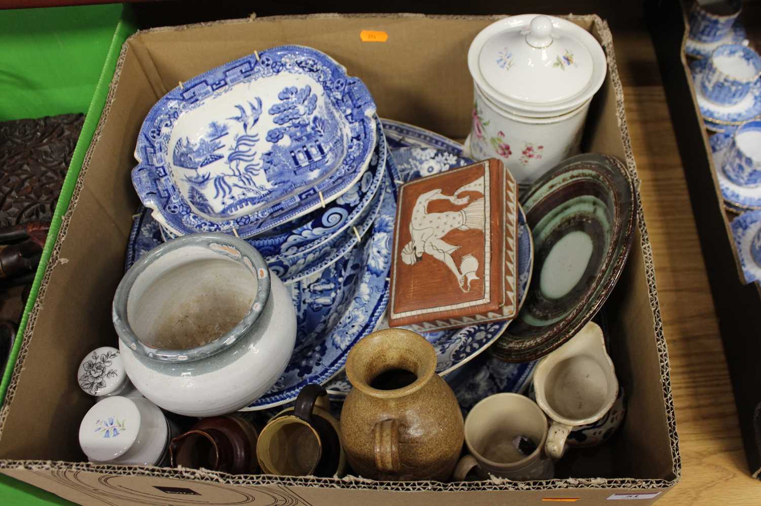 A collection of various ceramics, to include a blue and white transfer decorated dish in the - Image 4 of 7