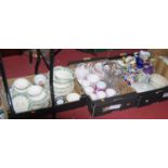 Four boxes of miscellaneous china and glassware, to include Victorian blue and white transfer