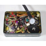 A small collection of costume and other jewellery to include ladies Minuet powder compact, bangles