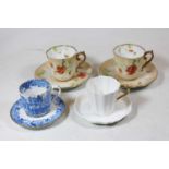A Wedgwood porcelain part tea service; a Copeland's blue and white transfer decorated part tea
