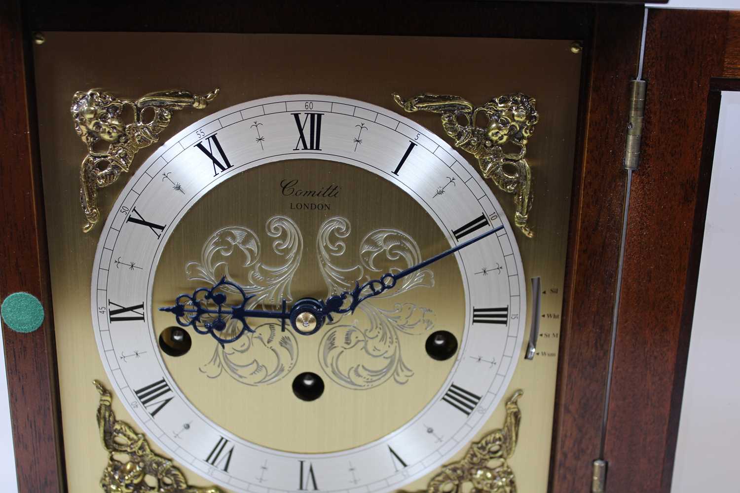 An 18th century style walnut bracket clock, the silvered chapter ring showing Roman numerals, the - Image 2 of 8