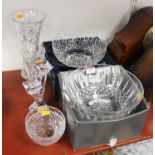 A collection of various cut glass ware to include Waterford Crystal (7)