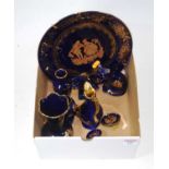 A collection of Limoges Castel ornaments, each on a blue ground with gilt decoration in 22ct gold,