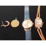 A lady's vintage 9ct gold cased tank cocktail watch (overwound); together with a Rotary lady's 9ct