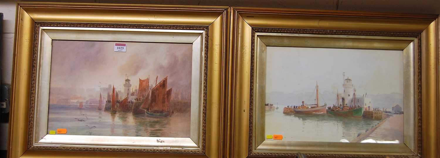 Hugh Percy Heard (1866-1940) - Pair; Harbour scenes, watercolours, each signed lower right, 25 x