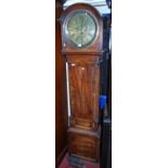 An early 19th century mahogany longcase clock, the circular engraved brass dial, signed Jonathan